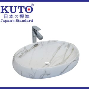 KUTO日本製 白大理石卓上洗面器 (AD7)