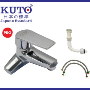 日本製 KUTO 3 穴銅ボディと銅ハンドル蛇口 (J002)