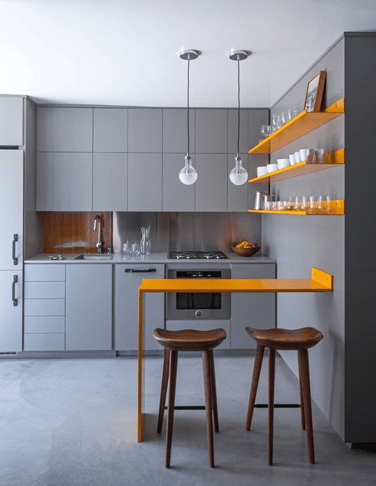 Mọi đồ dùng trong mẫu nhà bếp nhỏ đẹp đơn giản đều được tối giản