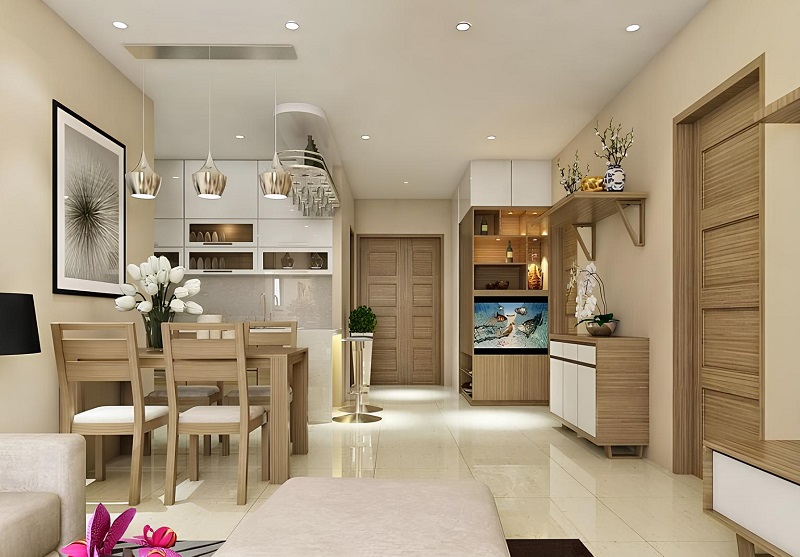 Căn hộ chung cư thường bố trí bàn thờ trong phòng khách dạng treo
