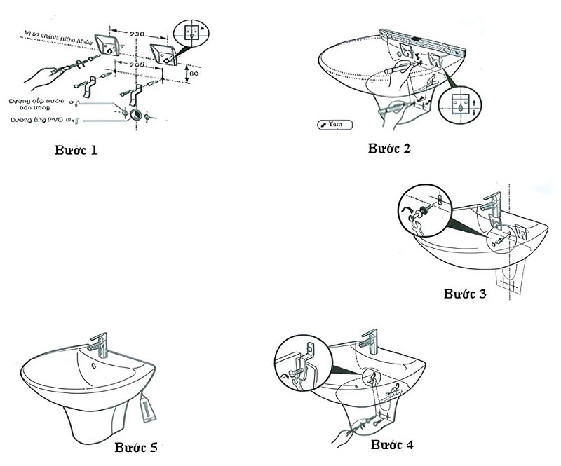 Hướng dẫn thực hiện cách lắp lavabo rửa mặt thiết kế treo tường