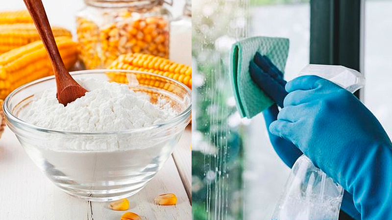 Bột bắp có tác dụng làm mờ vết ố trên kính