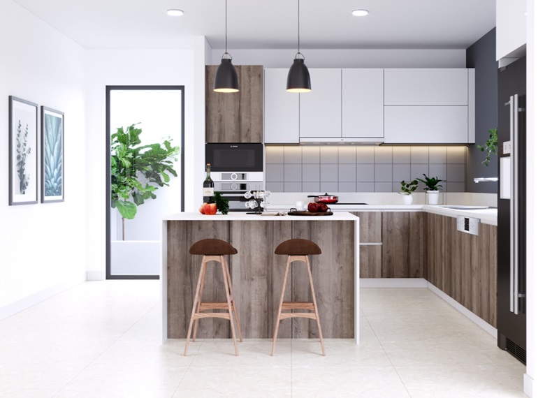 Bàn bếp chữ L thường được nhiều gia đình lựa chọn