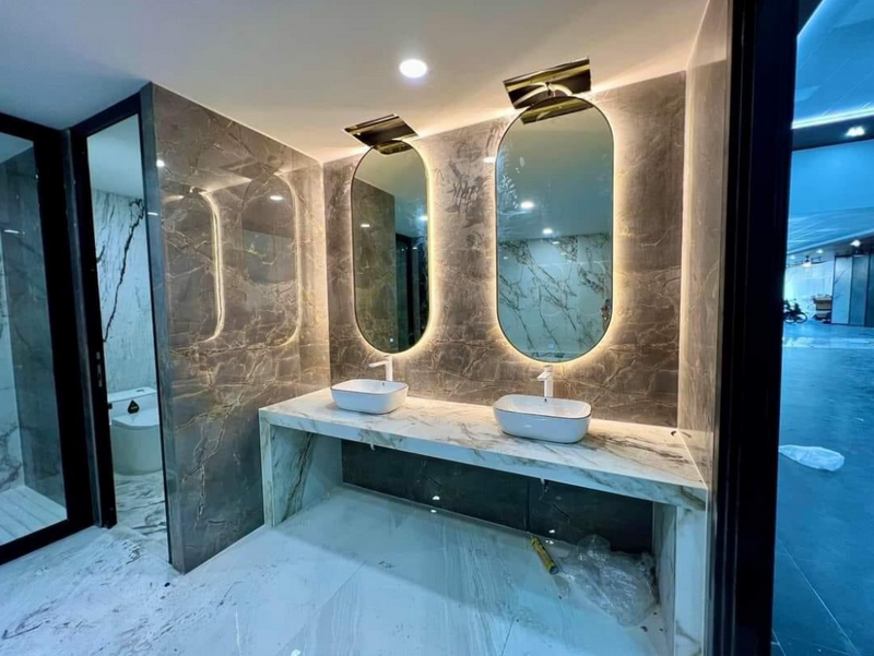 Bàn đá lavabo lắp đặt trong nhà vệ sinh
