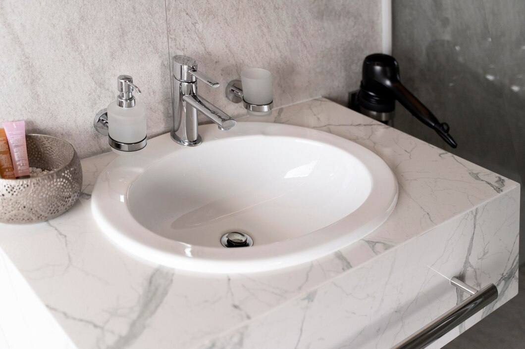 Mẫu lavabo âm bàn hiện đại, tích hợp thêm không gian lưu trữ đồ dùng
