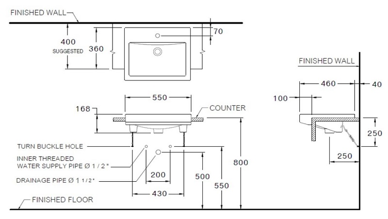 Tiêu chuẩn kích thước lavabo dương vành