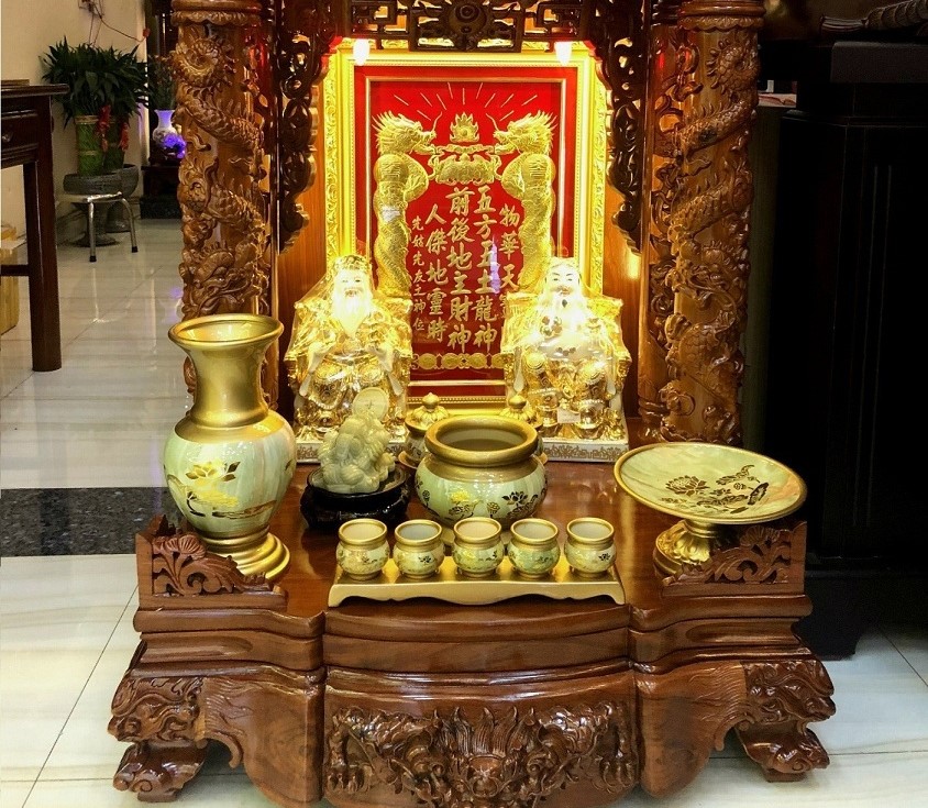 04 mẫu bàn thờ Thần Tài đẹp nhất giúp chiêu tài hút lộc