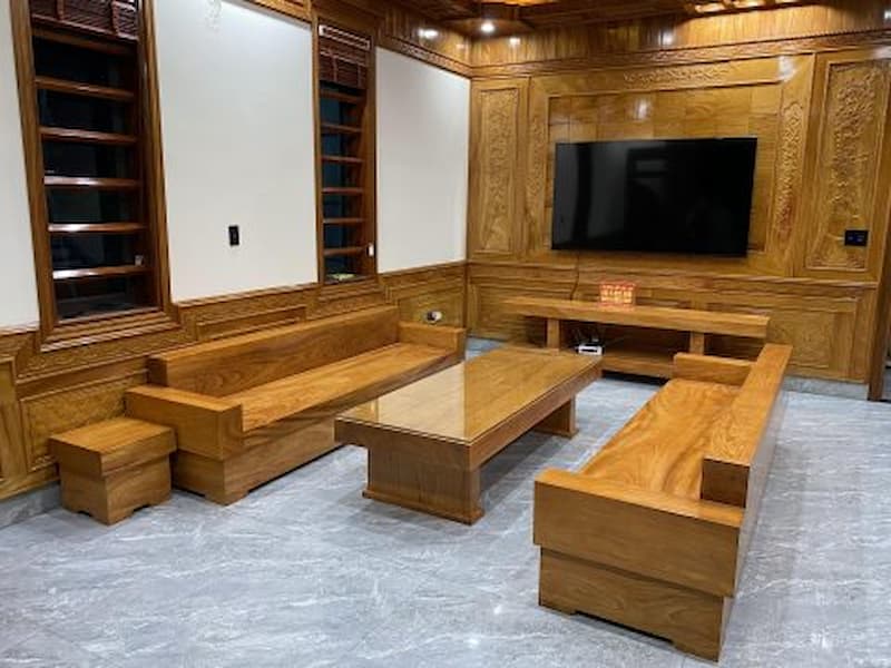 Mẫu bộ bàn ghế gỗ phòng khách đẹp chữ H giúp không gian trở nên rộng rãi hơn