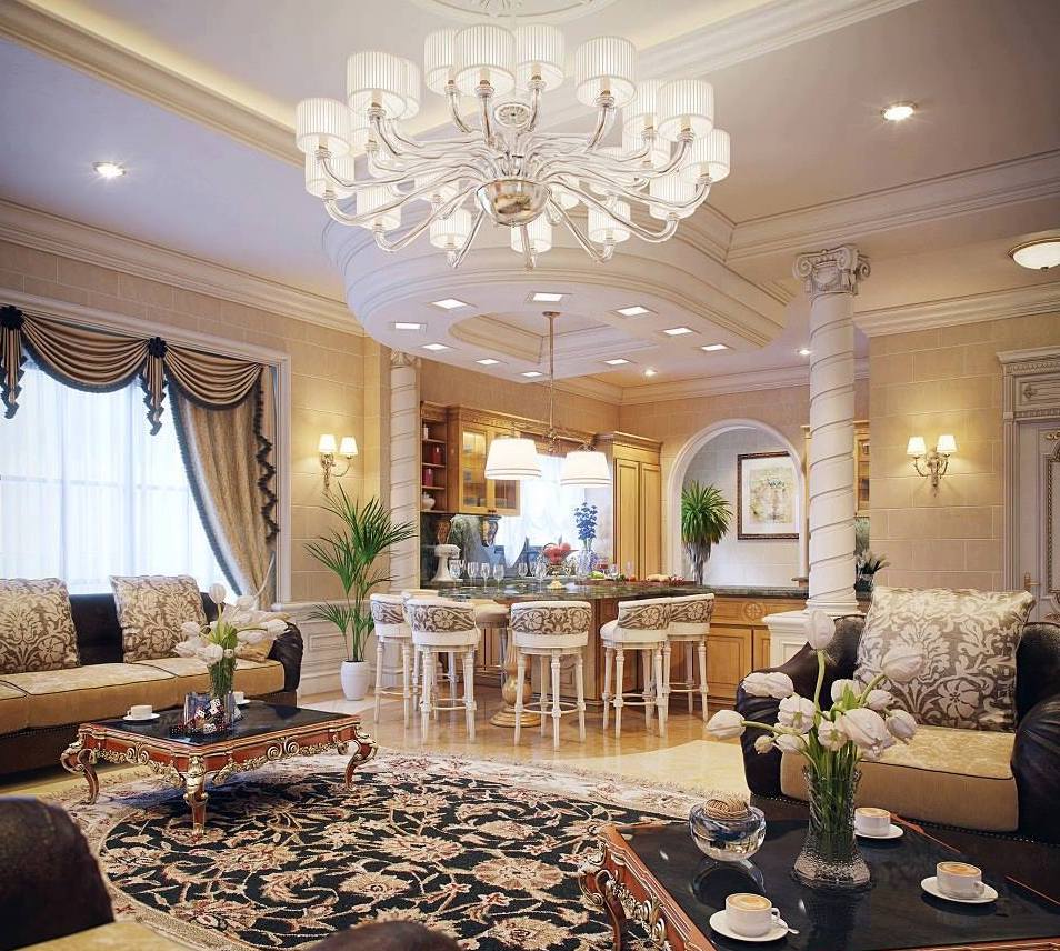 Mẫu đèn chùm lớn phù hợp với những căn biệt thự bề thế, sang trọng