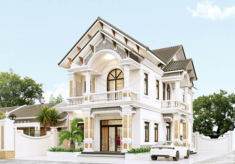 Thiết kế mẫu nhà 2 tầng đẹp với mái thái