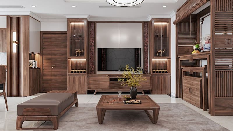 Một góc cổ điển sang trọng bằng trang trí tủ rượu âm tường