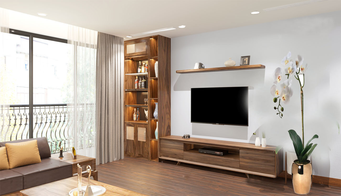 Mẫu tủ trưng bày phòng khách đẹp giúp lưu giữ đồ đạc