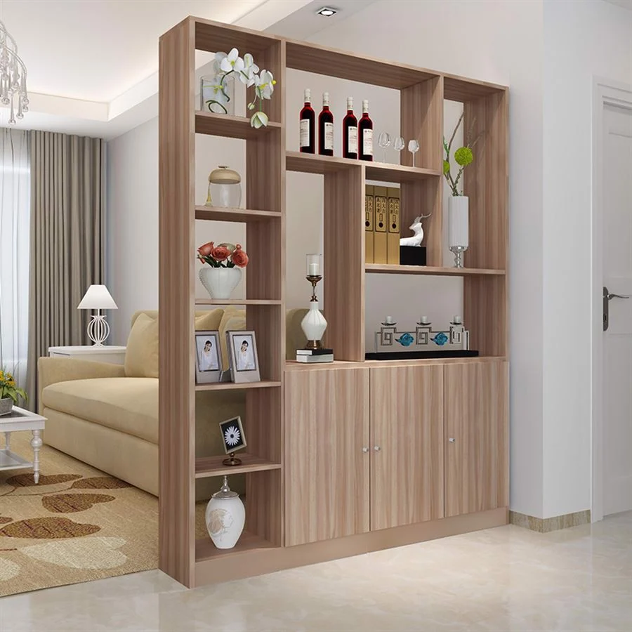 Vách ngăn phòng khách bằng gỗ công nghiệp dạng tủ