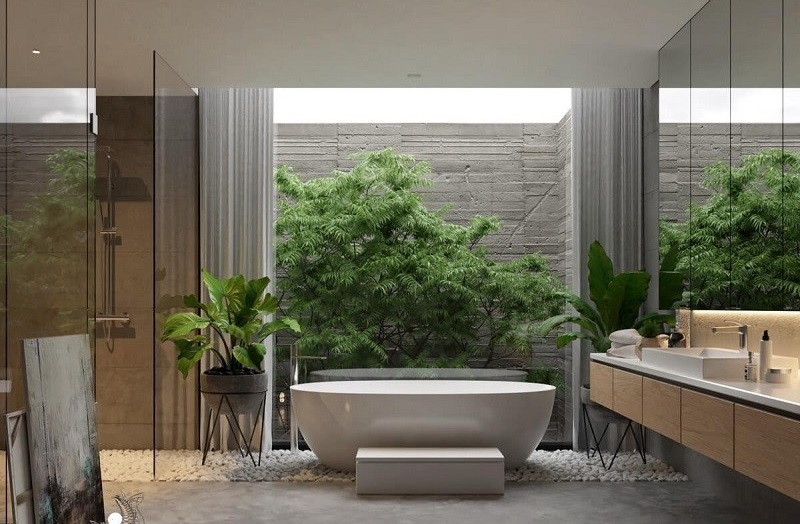 Nhà vệ sinh và nhà tắm theo phong cách gần gũi với tự nhiên