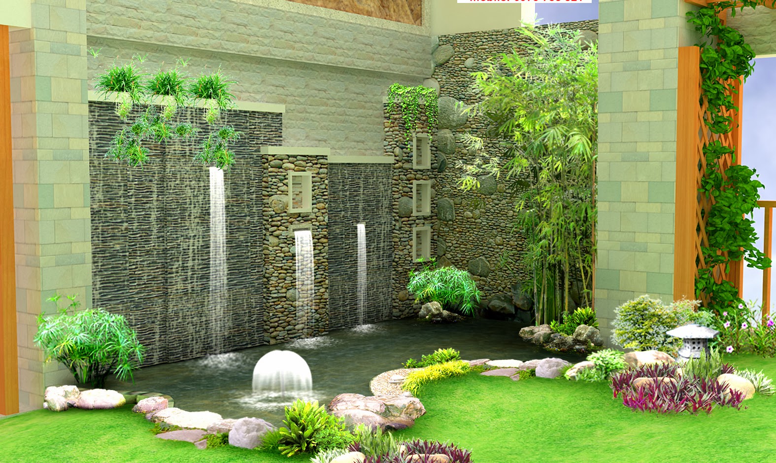 Tiểu cảnh thác nước hùng vĩ đẹp như tranh