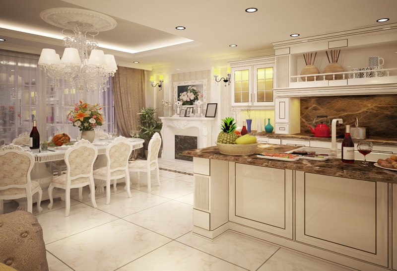 Nhà bếp phong cách tân cổ điển Phương Tây mang vẻ đẹp cuốn hút lạ kỳ