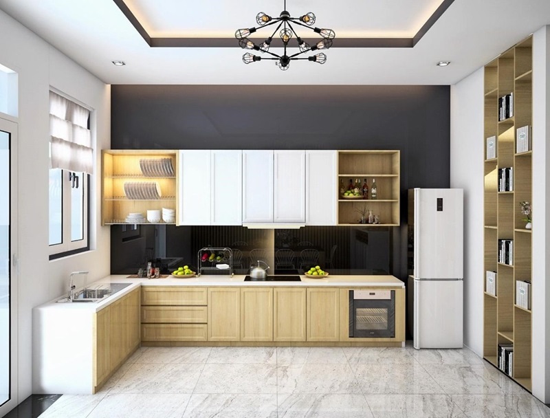 Cửa sổ bếp tạo nên không khí thoáng đãng cho nhà bếp