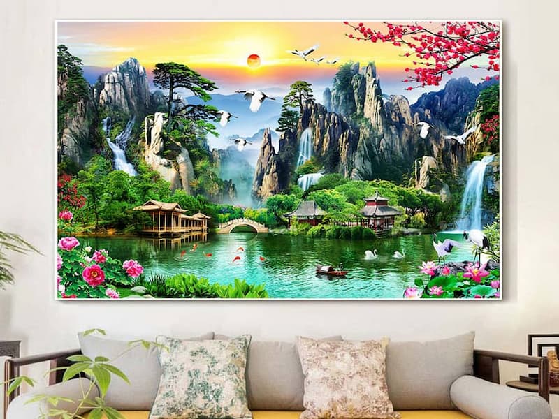 Gia chủ tuổi Tý nên chọn đặt tranh phong thủy ở phòng khách, phía bên phải