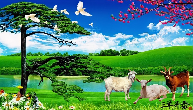 Treo tranh Tam Dương khai thái để luôn gặp nhiều may mắn, thuận lợi trong công việc