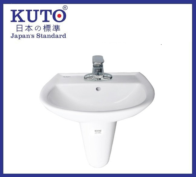 KUTO日本製の壁掛け型ミドルスタンド3穴洗面ボウル (E029)
