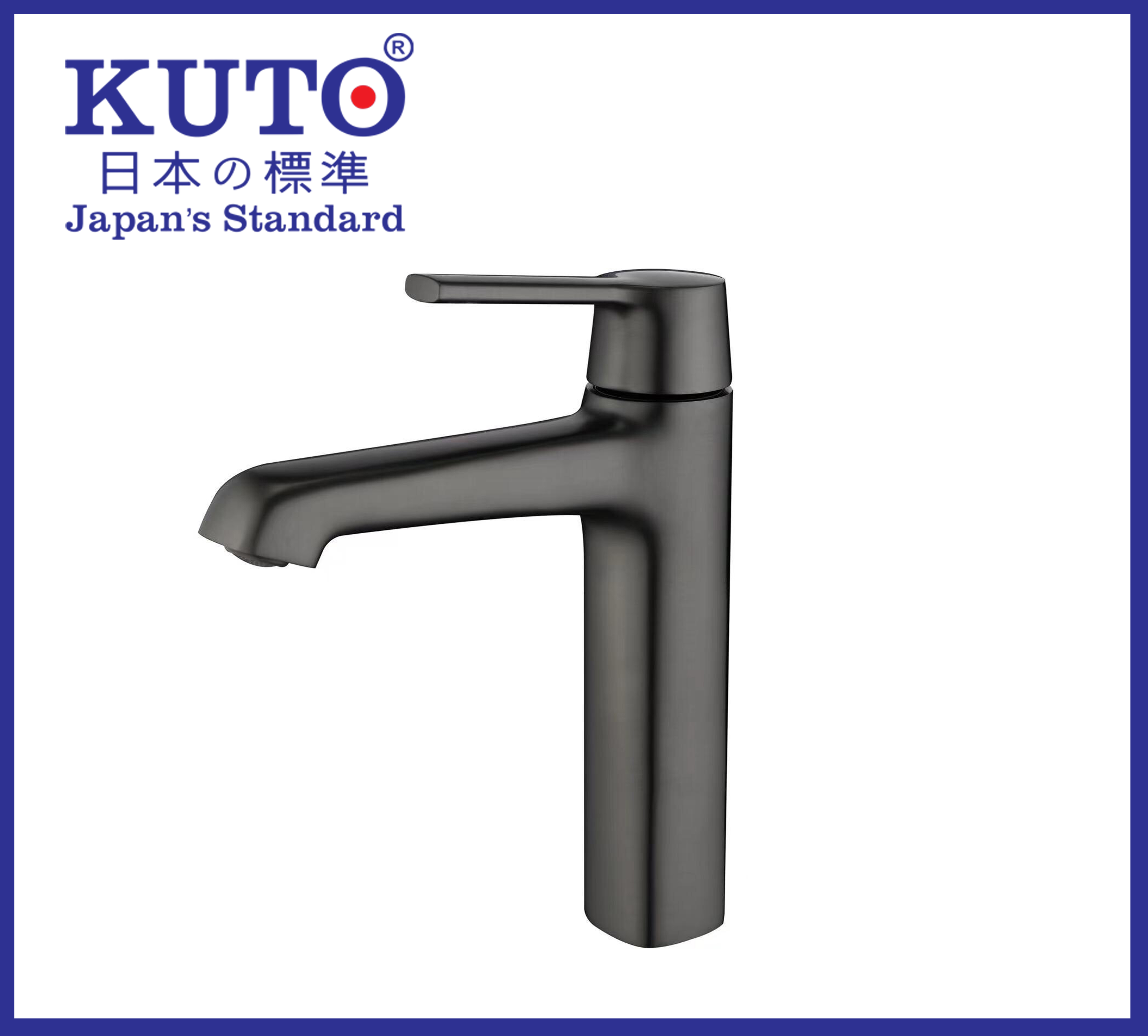 KUTO日本製のグレーの真鍮製洗面台蛇口 (K024)
