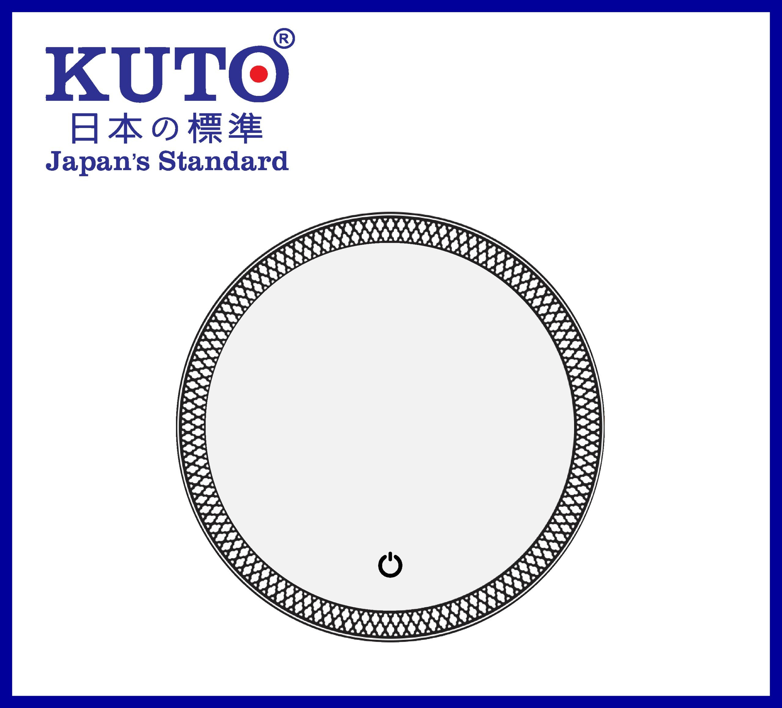 KUTO 日本製 D60 丸型 LEDミラー デザイン付き 3段階の明るさと加熱機能付き (O005)