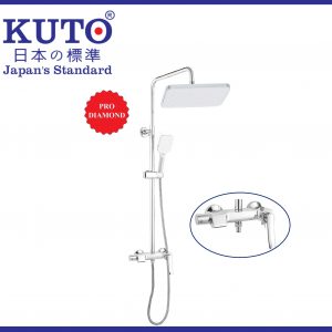KUTO 銅ハンドル、ステンレス丸棒付きプロシャワーヘッド(G008)